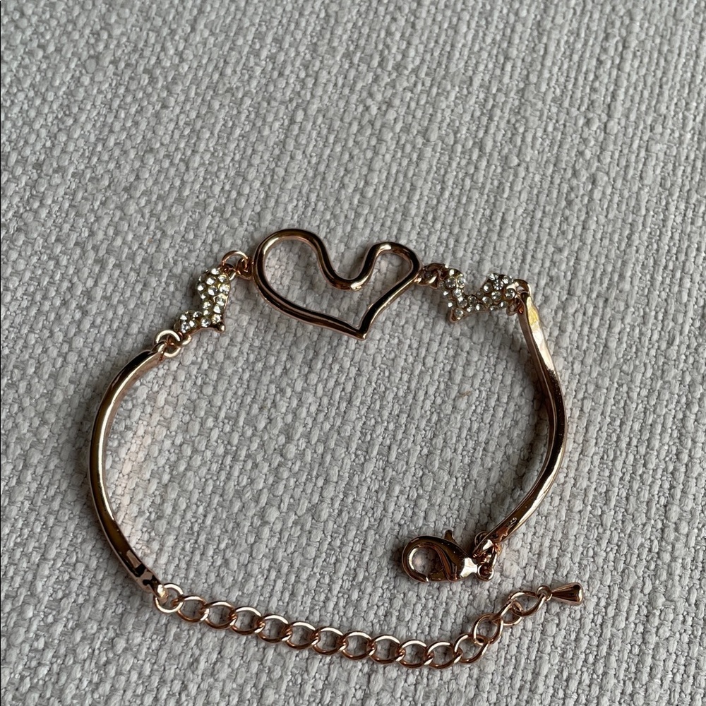 Delicate Heart Link Rose Gold fashion jewelry Bracelet - fits XS/S wrist - Picture 6 of 10